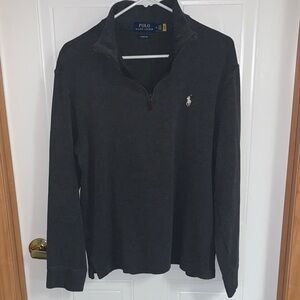 Polo Ralph Lauren Estate Rib 1/4 Zip Dark Gray Spring Pullover M White Pony EUC